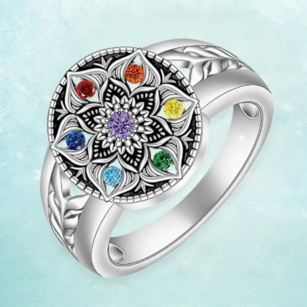 Chakra Lotus Flower Ring Metal Alloy Choose Your Size NWT